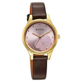 Titan Karishma Women's Watch Analog Pink Dial with Black Leather Strap, 2679YL02