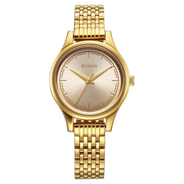 Titan Women's Watch Analog Gold Dial with Gold Stainless Steel Band, 2679YM02