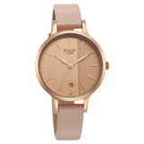 Titan Women's Watch Raga Viva Collection, Rose Gold Dial Beige Leather Strap, 2684WL01