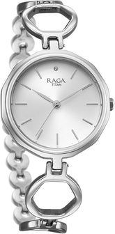 Titan Raga Women's Analog Watch Silver Dial With Silver Metal Strap, 2685SM01