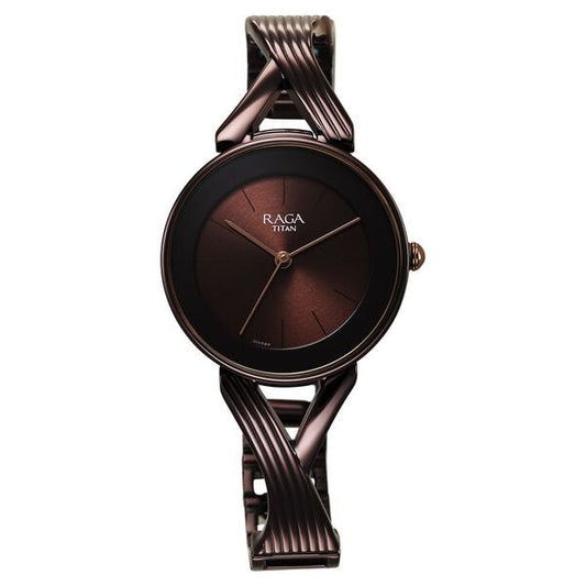 Titan, Women, Analog, Watch, Brown Dial, Stainless steel Strap, 2698QM01