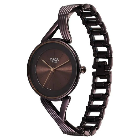 Titan Raga Chic Women's Watch Analog Brown Dial with Brown Stainless Steel Band, 2698QM01