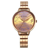 Titan Secluded Quartz Analog Women's Watch with Rose Gold Dial and Rose Gold Stainless Steel Strap, 2703WM01