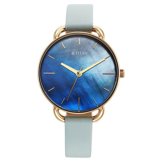 Titan, Women, Analog, Watch, Blue Dial, Leather Strap, 2705WL01