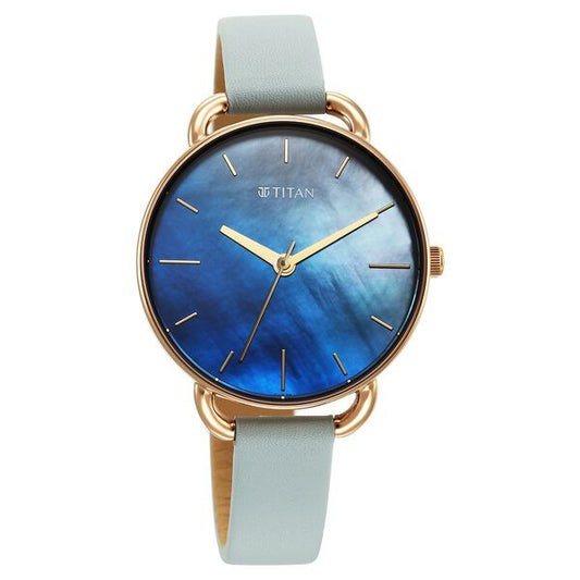 Titan, Men's, Analog Watch, Blue Dial, with Leather Band, TI-2705WL01