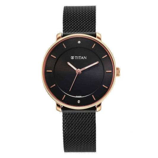 Titan, Women, Analog, Watch, Black Dial, 2728KM03