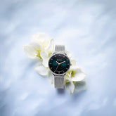 Titan Noir Women's Watch Analog Blue Dial With Silver Mesh Band, 2728SM01