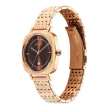 Titan Shaped Cases Men's Watches Analog Brown Dial With Rose Gold Stainless Steel Band, 2730WM01