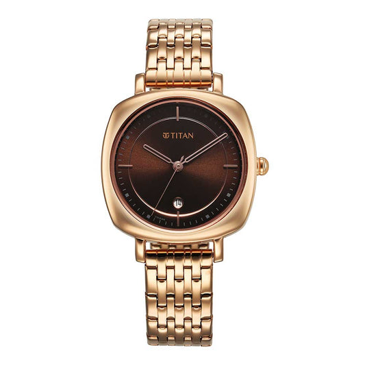 Titan, Men, Analog, Watch, Brown Dial, Stainless steel Strap, 2730WM01