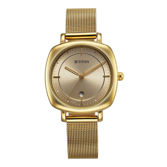 Titan, Men, Analog, Watch, Gold Dial, Stainless steel Strap, 2730YM01