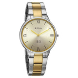 Titan Edge Gleam Quartz Analog Women's Watch With Champagne Dial And Two Toned Stainless Steel Strap, 2734BM01