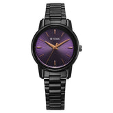 Titan Women's Watch Analog Purple Dial with Black Stainless Steel Band, 2760NM01
