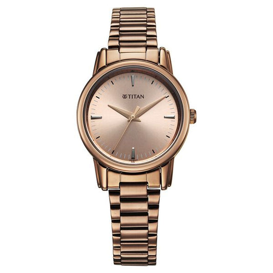 Titan, Women, Analog, Watch, Brown Dial, Stainless steel Strap, 2760QM02