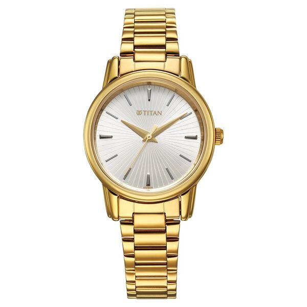 Titan Women's Watch Analog Silver Dial with Gold Stainless Steel Band, 2760YM01