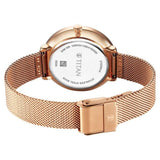 Titan Neo Women's Watch Analog Mother of Pearl Dial with Rose Gold Mesh Band, 2763WM01