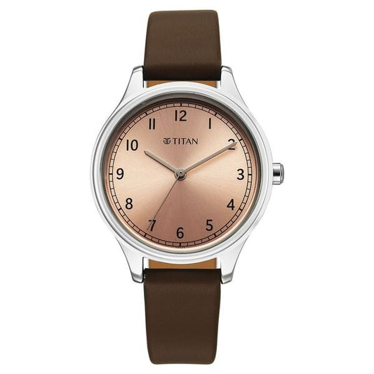 Titan, Men's, Analog Watch, Gold Dial, with Leather Band, TI-2781SL01
