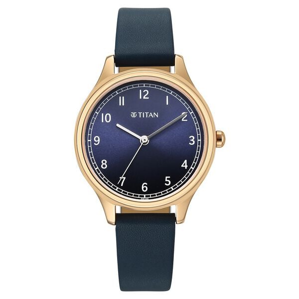 Titan Women's Analog Watch Blue Dial With Blue Leather Strap , 2781SL02