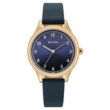 Titan Women's Analog Watch Blue Dial With Blue Leather Strap , 2781SL02