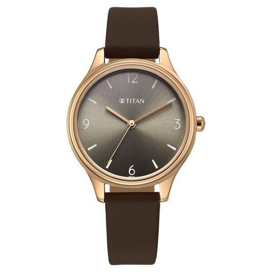 Titan, Women, Analog, Watch, Grey Dial, Leather Strap, 2781WL02