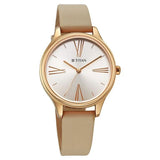 Titan Women's Analog Watch Silver Dial With Beige Leather Strap , 2781WL03