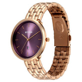 Titan Womens Neo Analog Watch Purple Dial with Rose Gold Stainless Steel Band ,2784WM03