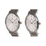 Titan Couple's Watch Classique Collection Analog, White Dial Silver & Gold Stainless Strap, 94002KM01P