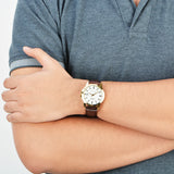 Casio Men's Watch Analog, White Dial Brown Leather Strap, MTP-V004GL-7AUD