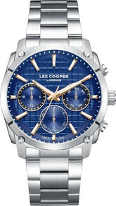 Lee Cooper Men's Multifunction Watch with Dark Blue Dial and Stainless Steel Band, LC08348.391