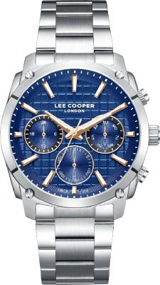 Lee Cooper Men's Multifunction Watch with Dark Blue Dial and Stainless Steel Band, LC08348.391
