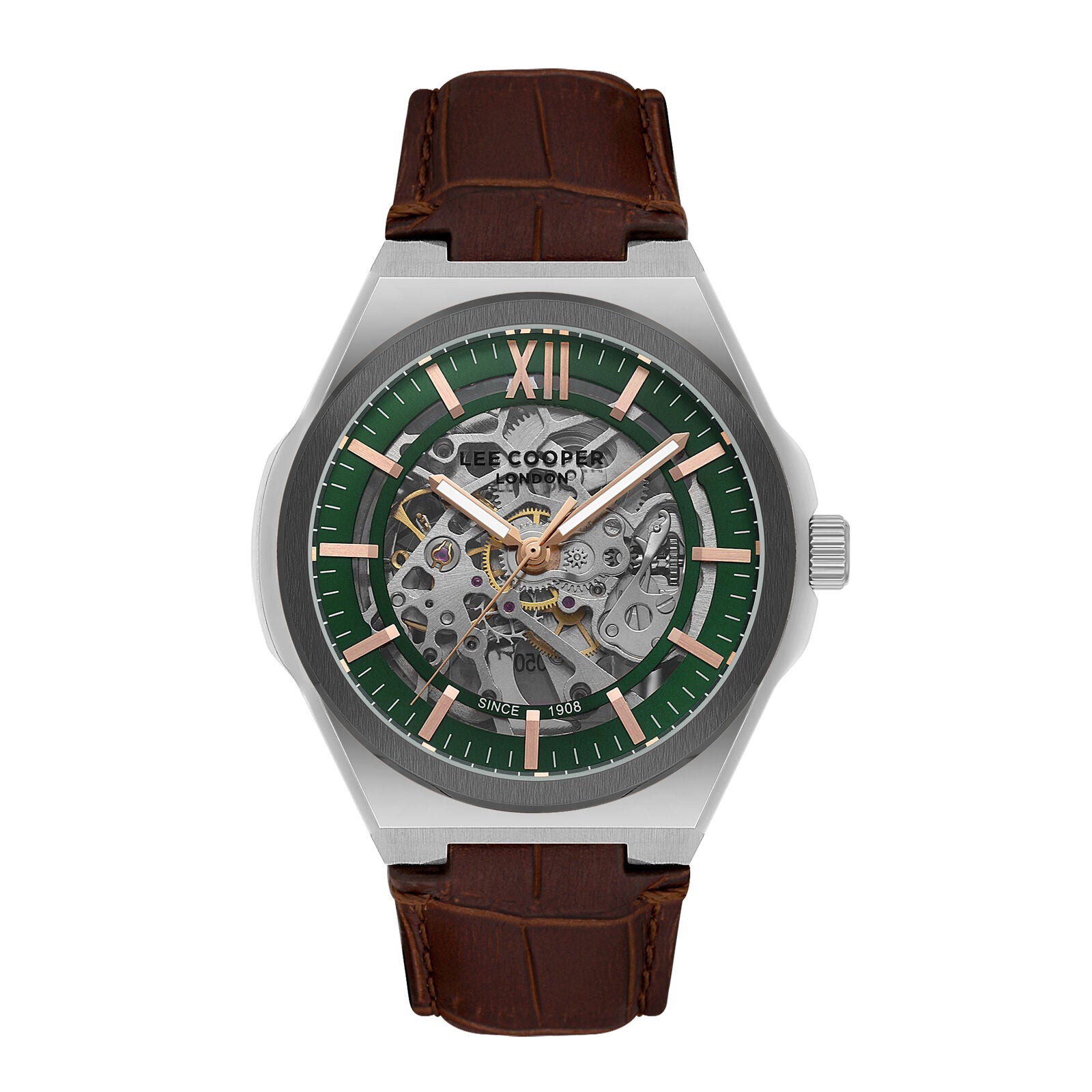 Lee Cooper, Men's, Analog Watch, Green Dial, with Leather Band, LE-LC08050.354