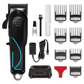Wahl hair cutting kit with various attachments on a white background