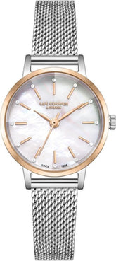 Lee Cooper Women's Analog Watch Mother of Pearl Dial With Silver Mesh Band,LC08241.520