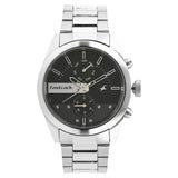 Fastrack Men's Watch Analog, Black Dial Silver Stainless Steel Strap, 3165SM01