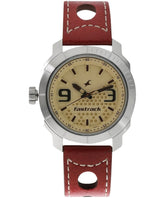 Fastrack, Men's Loopholes Collection Watch Analog, Champagne Dial & Brown Leather Band, 3168SL02