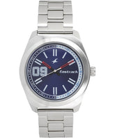 Fastrack, Men's Watch Varsity Collection Analog, Blue Dial Silver Stainless Steel Strap, 3174SM02