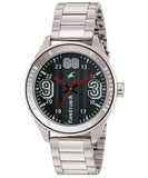 Fastrack, Men's Watch Varsity Collection Analog, Black Dial Silver Stainless Steel Strap, 3177SM03