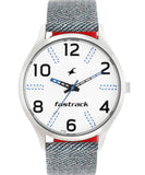 Fastrack, Men's Watch Analog, White Dial Grey Leather Strap, 3184SL01