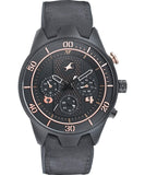 Fastrack, Men's Watch All Nighters Collection Analog, Black Dial Brown Leather Band, 3195AP03