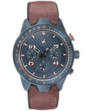 Fastrack, Men's Watch All Nighters Collection Analog, Black Dial Brown Leather Band, 3196AP01