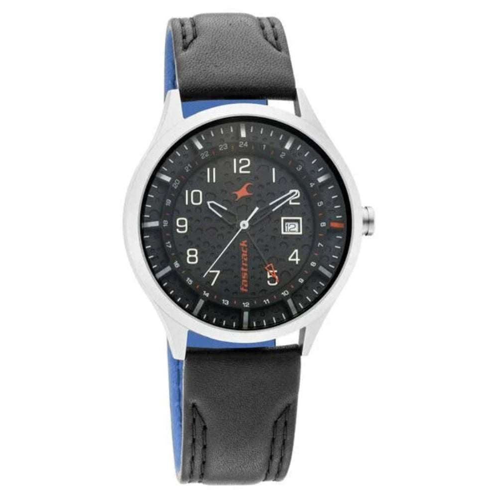Fastrack 3205TL02 Watches Fastrack, Men's Watch Analog, Black Dial Black Leather Strap, 3205TL02