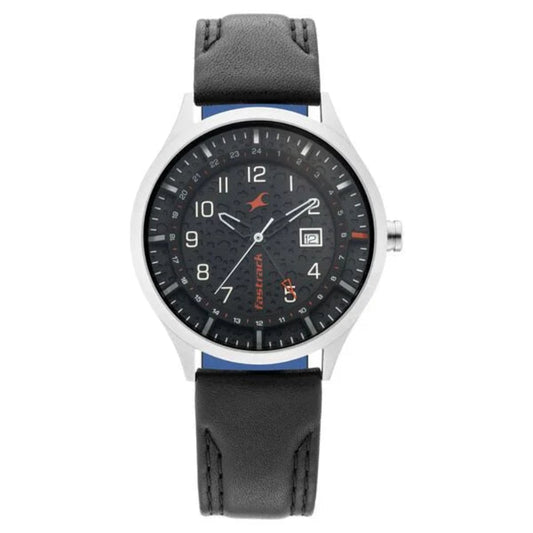 Fastrack 3205TL02 Watches Fastrack, Men's Watch Analog, Black Dial Black Leather Strap, 3205TL02