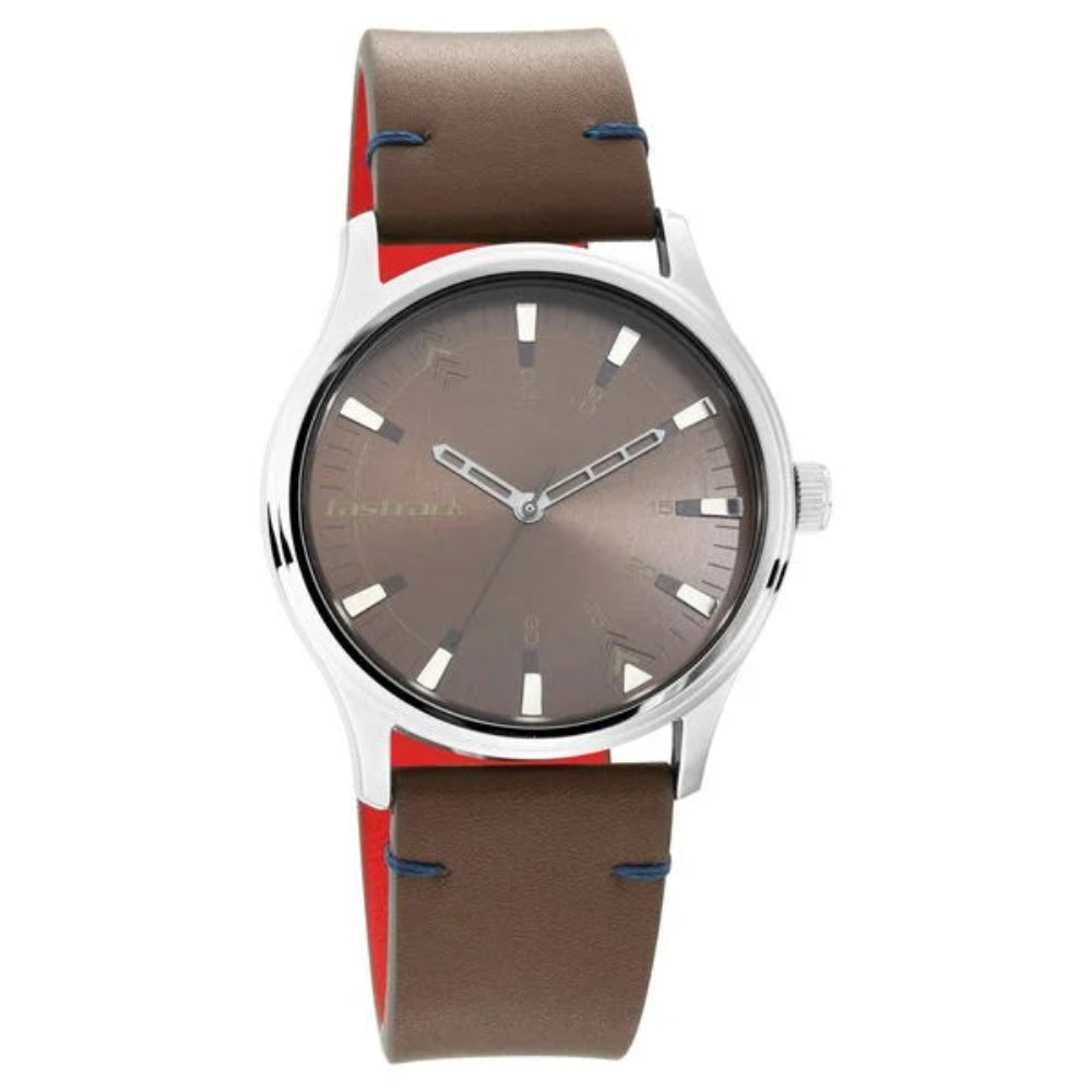 Fastrack 3236SL03 Watches Fastrack, Men's Watch Analog, Brown Dial Brown Leather Strap, 3236SL03