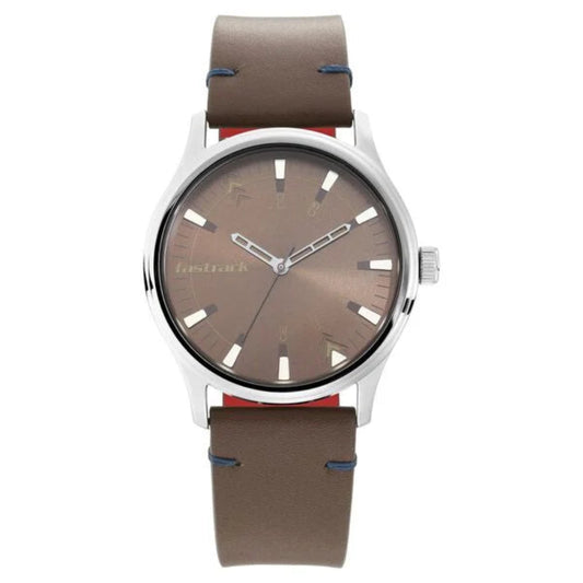 Fastrack 3236SL03 Watches Fastrack, Men's Watch Analog, Brown Dial Brown Leather Strap, 3236SL03