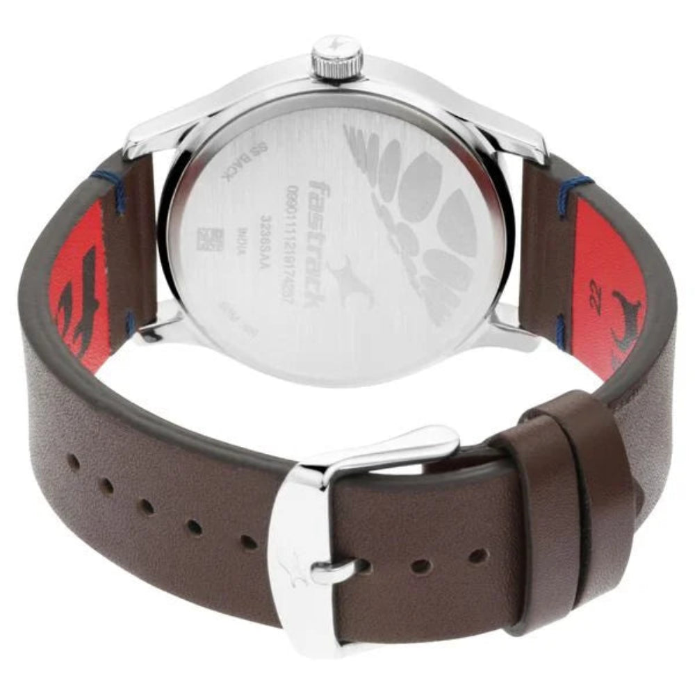 Fastrack 3236SL03 Watches Fastrack, Men's Watch Analog, Brown Dial Brown Leather Strap, 3236SL03