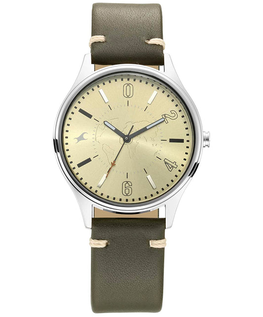 Fastrack, Men's, Analog Watch, Green Dial, with Leather Band, FA-3237SL02