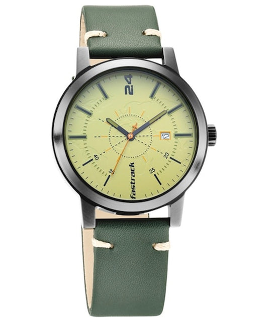 Fastrack, Men's, Analog Watch, Green Dial, with Leather Band, FA-3245NL01