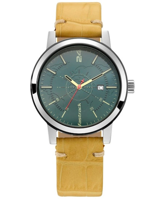 Fastrack, Men's, Analog Watch, Green Dial, with Leather Band, FA-3245SL01