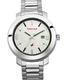 Fastrack, Men's Watch Bare Basics Collection Analog , White Dial Silver Stainless Steel Band, 3246SM01