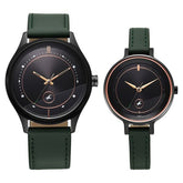 Fastrack Mixmatched Quartz Analog Couple Watch Black Dial With Green Leather Strap, 32476266NL01