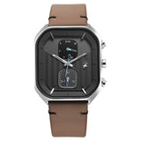 Fastrack Men's Watch Black Dial with Brown Leather Strap, 3270SL04